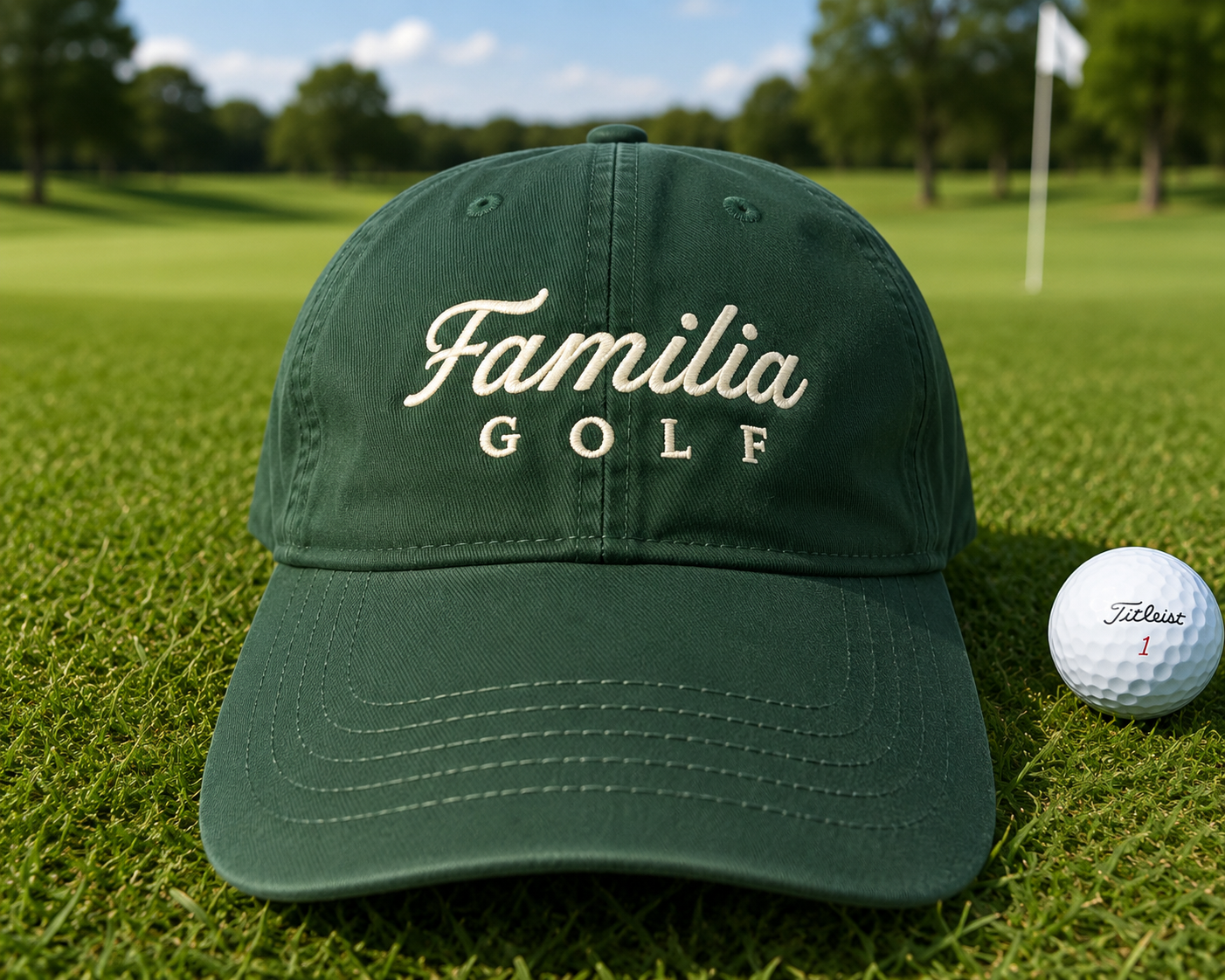 Familia Golf Classic Dad Hat – Forest Green