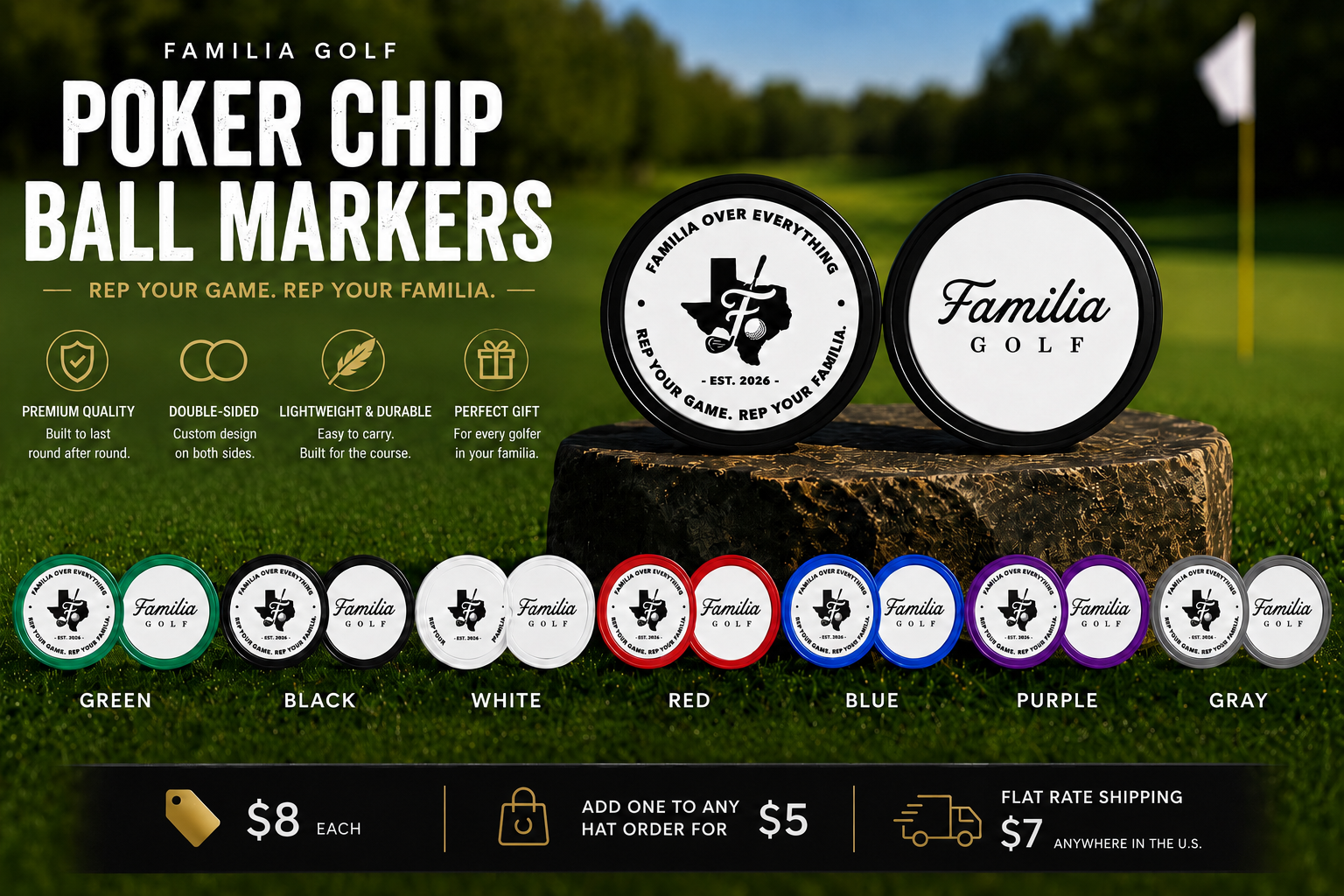 Familia Golf Poker Chip Style Ball Marker